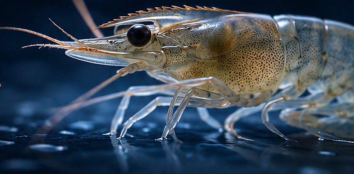 Vannamei shrimp in water